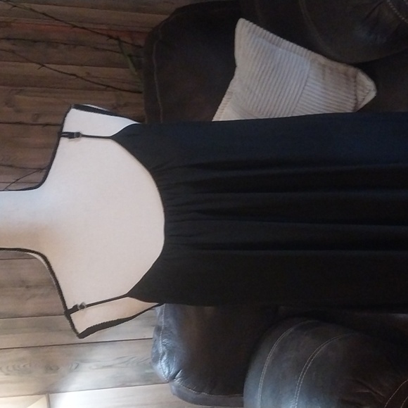 Black MuMu Maxi Dress- Black Slip with Maxi Dress Transparent Satin Scoop Back M - Picture 2 of 8